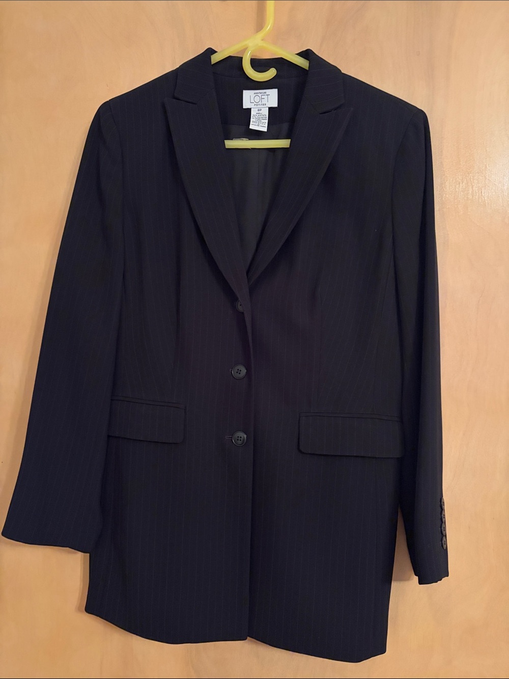 LOFT Black Pinstripe Blazer Jacket